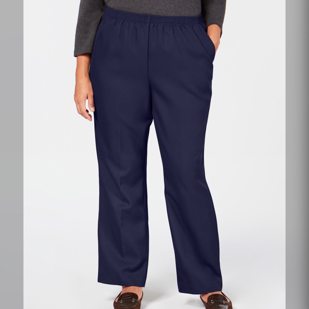 Last One! Navy Straight Leg Comfort Waist Pants Plus Size 2X - Picture 1 of 3